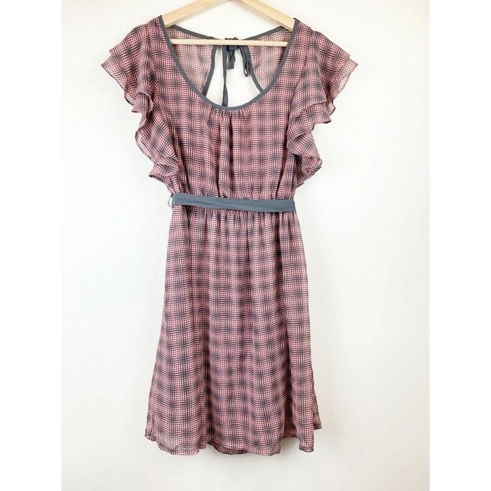 Ya Los Angeles Womens Plaid Ruffled Dress L New